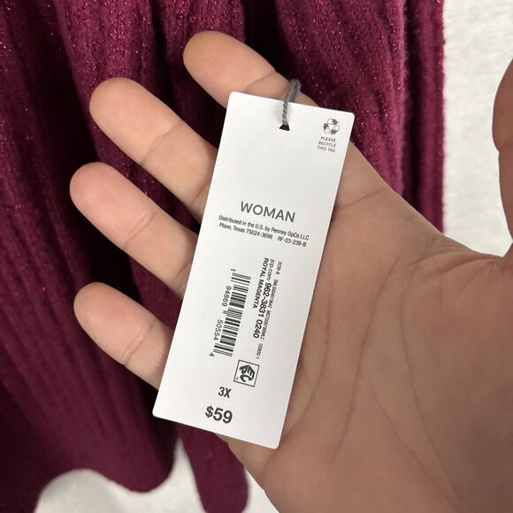 Liz Claiborne Sparkle Ribbed Sweater Royal Magenta Pink Size 3X Original $59 NWT - Picture 3 of 7